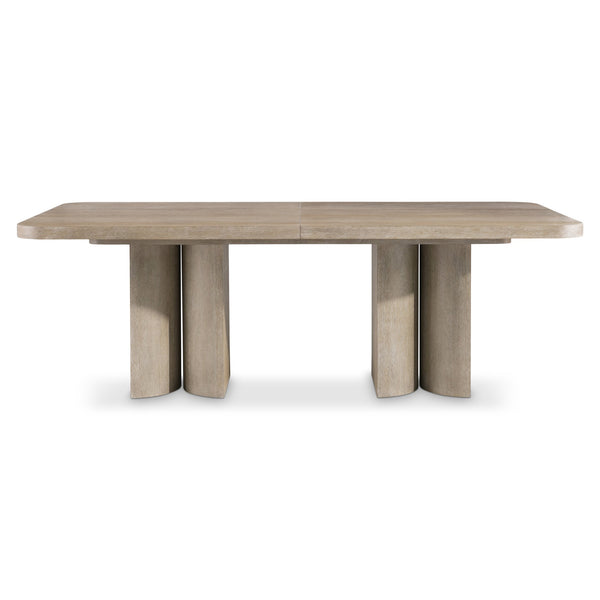 Bernhardt Bernhardt Sculptural Loggia Dining Table In Wire-Brushed Aria Oak, Double Pedestal, 88" W/Leaf K2209