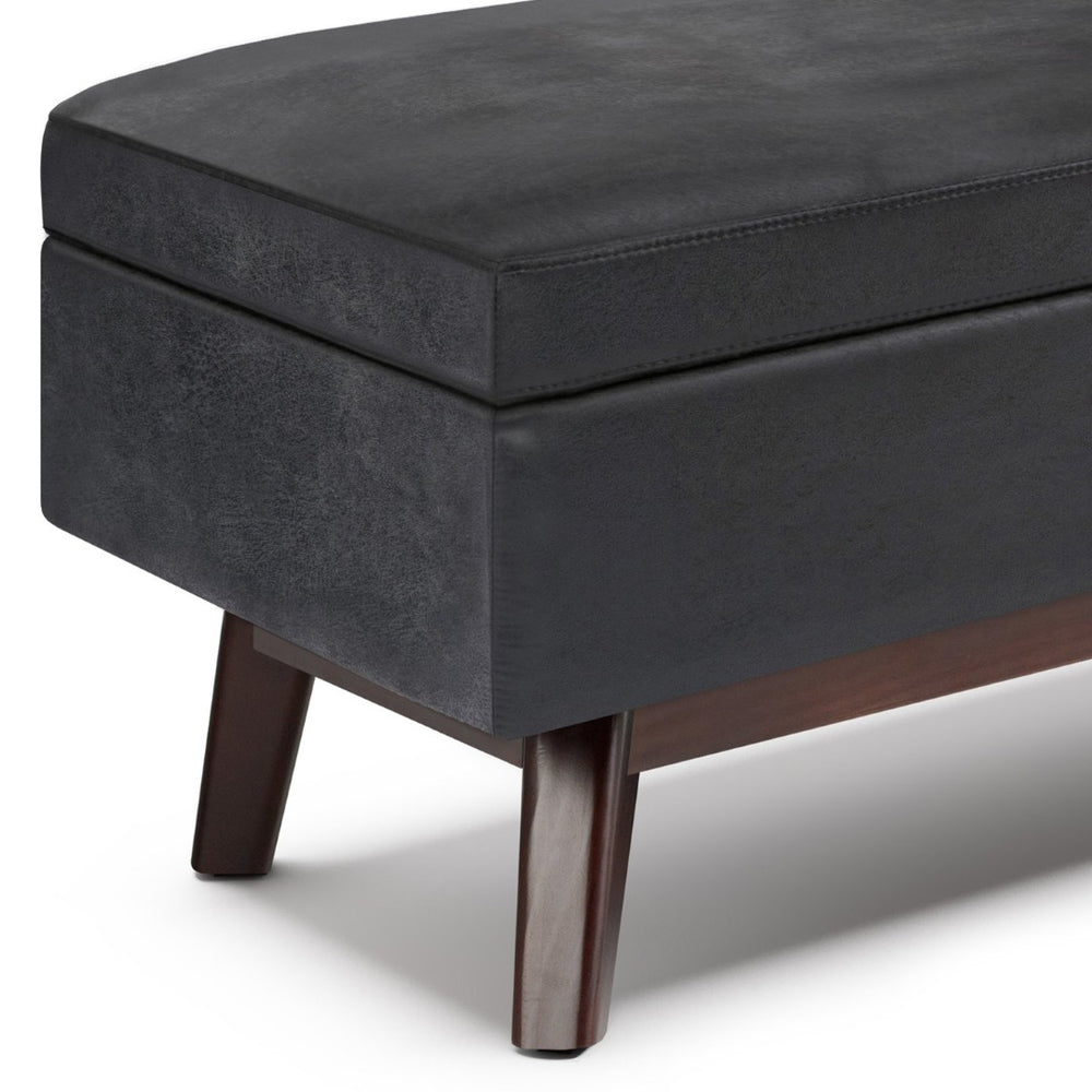 English Elm Owen Rectangular Storage Ottoman - Stylish Distressed Black Faux Leather With Hidden Storage Space B136P159181-GIGA