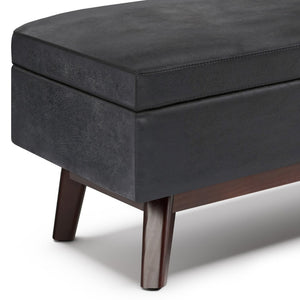 English Elm Owen Rectangular Storage Ottoman - Stylish Distressed Black Faux Leather With Hidden Storage Space B136P159181-GIGA