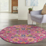 Nourison Passion PSN01 Machine Made Power-loomed Borderless Design Indoor Only Bohemian Transitional Rug Fuchsia, Pink 100% Polypropylene 99446013446