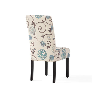 English Elm Christopher Knight Home® - DINING Chair with Plush Fabric Upholstery, Rubberwood Legs, Contemporary Minimalist Comfort and Style White+Blue 60162.00