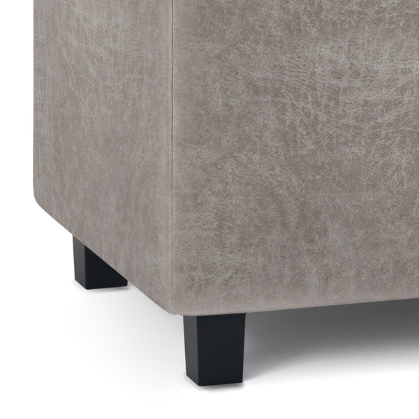 English Elm Cosmopolitan Storage Ottoman - Distressed Grey Taupe Faux Leather, Stylish Storage & Seating Solution B136P159771