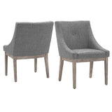 Homelegance By Top-Line Marsean Button Tufted Slope Arm Linen Dining Chairs (Set of 2) Grey Rubberwood