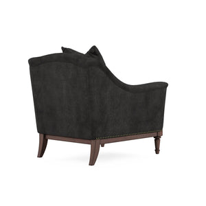 A.R.T. Furniture Magritte Accent Chair In Charcoal Velvet With Aged Brass Trim & Stylish Camel Back Design Grey Rubberwood Solids,Foam,Fabric,Metal 528503-1730aa