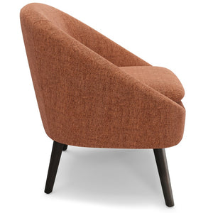 English Elm Redding Mid-Century Accent Chair with Curved Back, Deep Cushion & Solid Rubberwood Legs, Rust Red B136P159542