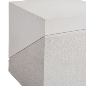 Bernhardt Bernhardt Ellison Square Side Table — Adobe Faux Stone Top, Sandblasted White Base, Modern Accent 553124