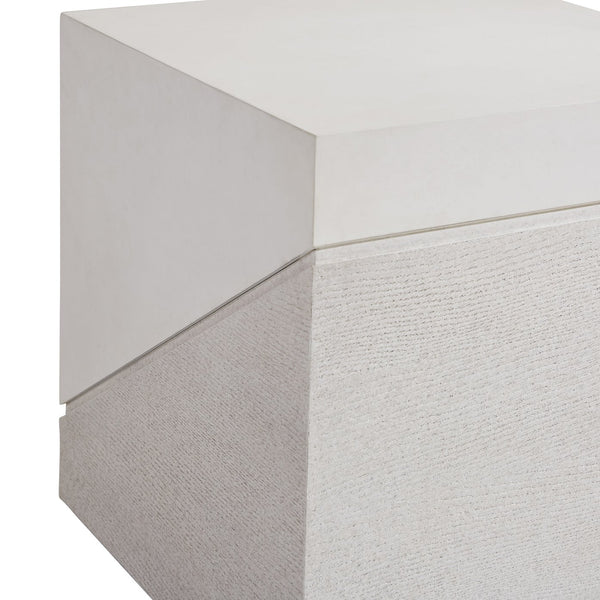 Bernhardt Bernhardt Ellison Square Side Table — Adobe Faux Stone Top, Sandblasted White Base, Modern Accent 553124