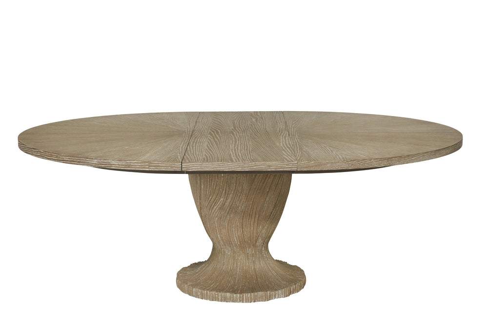 A.R.T. Furniture Tamarac Round Dining Table - Dusky Brindle Finish, Extends To 82”, Seating For 4-6, Unique Base Design Beige, Beige Material, Parawood Solids,Oak Veneer,Resin 267225-2352