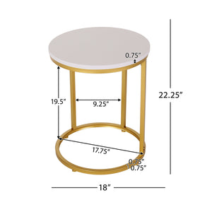 English Elm Christopher Knight Home® - END TABLE C-Shape Modern Glam Gold Frame with White Top, Durable Iron MDF Side Table for Sofa 68987.00