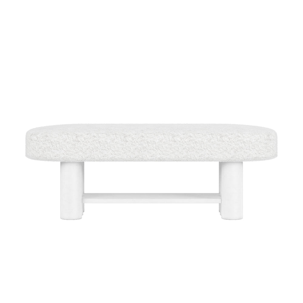 A.R.T. Furniture Garrison Bed Bench - Casual Contemporary Design With White Plaster Finish & Upholstered Textured Seat White Parawood Solids,Resin,Foam,Fabric 322149-1317