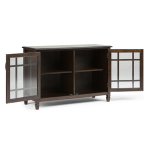 English Elm Connaught Low Storage Cabinet - Handcrafted Dark Chestnut Brown With Adjustable Shelves & Style B136P158126