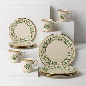 Lenox Holiday 12-Piece Plate & Mug Set Red & Green, IVORY PORCELAIN 6122048