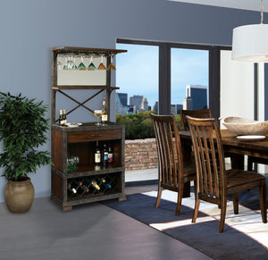 Hekman Furniture 695138 Rustic Hardwood Wine Cabinet With Metal Rack, Glass Storage, And Elegant Accents - Perfect For Entertaining! Rustic Hardwood Red Mountain Wine Cabinet 695138