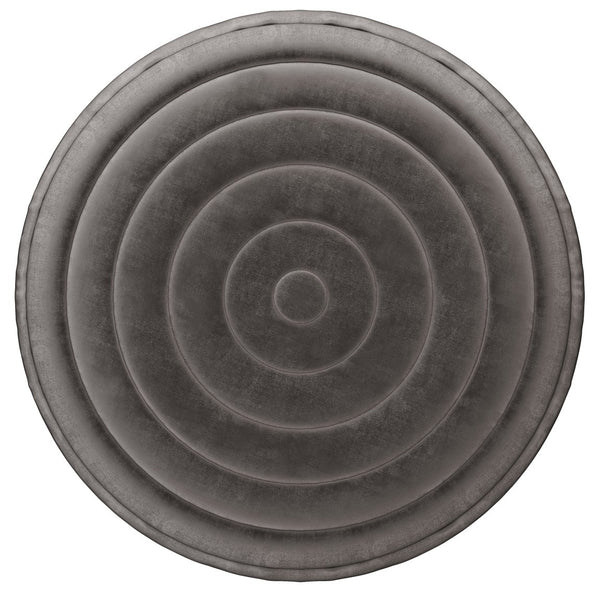 English Elm Vivienne Velvet Round Pouf Ottoman — Turquoise Handcrafted Footstool, Supportive Polystyrene Fill Dark Gray B136P159344