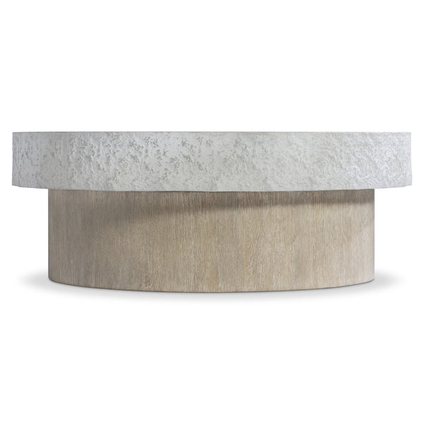 Bernhardt Bernhardt Pincio Cocktail Table With Millstone Faux Stone Top & Wirebrushed Oak Plinth On Casters 549019