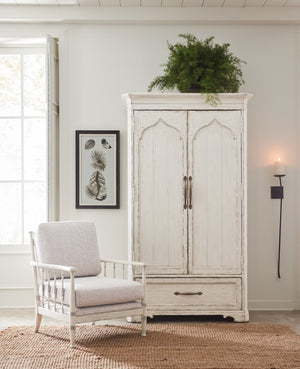 Hooker Furniture Prairie Upholstered Chair With Spindle Arms And Carved Ribbed Back In Jude Fabric, Americana Finish 34.50 L x 29.75W x 34.00H CC507-410-02