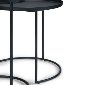 English Elm Monet - Handcrafted Metal 2-Piece Nesting Table Set In Black For Modern Industrial Elegance B136P158948