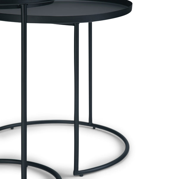English Elm Monet - Handcrafted Metal 2-Piece Nesting Table Set In Black For Modern Industrial Elegance B136P158948