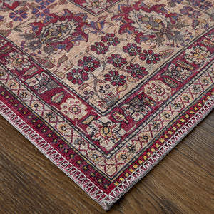Feizy Rugs Rawlins Vintage-inspired Machine Made Polyester Oriental Rug With Intricate Patterns For Every Space Red,Tan,Pink Polyester Rln39hlfbgeivye76