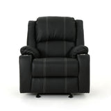 Christopher Knight Home® - Noble House - Sarina Traditional Black Leather Recliner with Steel Cup Holders