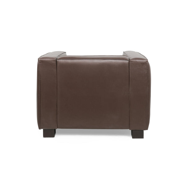 English Elm Christopher Knight Home® - CLUB Chair with Tuxedo Silhouette, Faux Leather Upholstery and Bold Birch Wood Legs for Comfort Dark Brown 31.75 L x 24.5 W x 22.5 H 71800.00