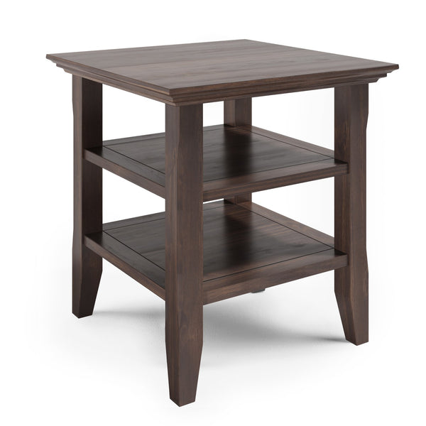 English Elm Acadian End Table - Handcrafted Warm Walnut Brown Accent With Open Storage Shelves & Elegant Design B136P159692