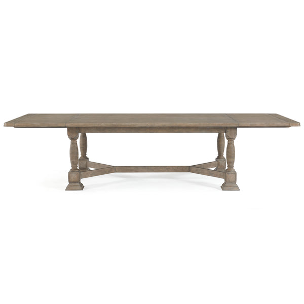 A.R.T. Furniture Reforma Trestle Dining Table - Extendable 84-128" Plank Surface, Rustic Oak Finish, Seats 8 Comfortably Brown Parawood Solids,Random Match Flaky Oak Veneers 324238-2358