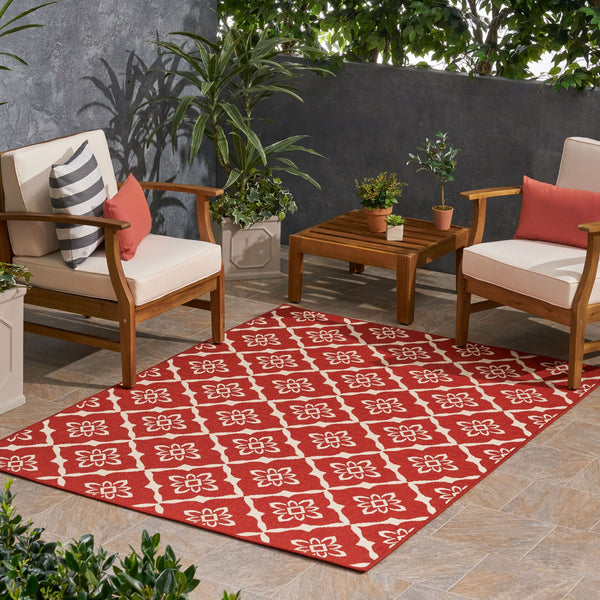 English Elm Christopher Knight Home® - MERIDIAN Durable 5703R Red Polypropylene Area Rug 5'3" x 7' Machine Woven Loop Pile, Easy Care 65855.00