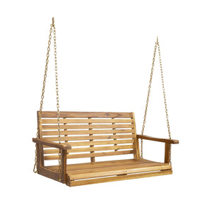 English Elm Tasmania Acacia Hardwood Porch Swing Slatted Outdoor Bench with Hanging Chains 69655.00
