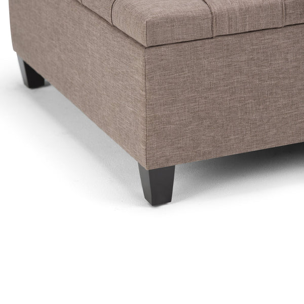 English Elm Harrison Multi-Functional Coffee Table Storage Ottoman - Fawn Brown With Stylish Tufted Upholstery B136P159138
