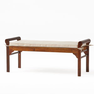 English Elm Christopher Knight Home® - Acacia Solid Mahogany Bench with Removable Tied Cushion, 47" Durable Acacia Wood Ottoman Seat 55001.00MAH