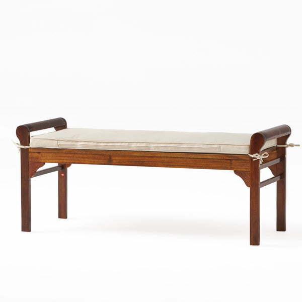 English Elm Christopher Knight Home® - Acacia Solid Mahogany Bench with Removable Tied Cushion, 47" Durable Acacia Wood Ottoman Seat 55001.00MAH