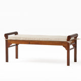 Christopher Knight Home® - Noble House - Nelson Rustic Acacia Wood Bench with Cushion, Mahogany and Cream