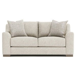 Bernhardt Bernhardt Gabi Loveseat — Made-To-Order Curved Fabric Sofa With Deep Cushions, Knife-Edge Backs, Wood Feet P7085A