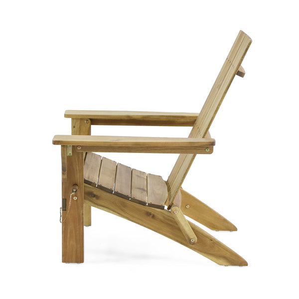 English Elm Zuma Solid Acacia Foldable Adirondack Chair Rustic Outdoor Lounger for Deck or Patio Natural 68319.00NTLS