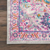 Nourison Passion PSN20 Machine Made Power-loomed Floral Border Indoor Only Bohemian  Rug Light Grey,Pink, Grey and Pink 100% Polypropylene 99446486806