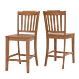 Homelegance By Top-Line Juliette Slat Back Wood Counter Height Chairs (Set of 2) Oak Rubberwood