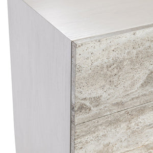 Bernhardt Bernhardt Sereno Walnut & Silver Travertine Buffet — Rustic Modern Storage, Soft-Close Drawers, 72" 329132