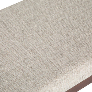 English Elm Chanelle Mid Century Ottoman Bench with Distressed Vegan Faux Leather, Solid Rubberwood Frame, 48" White B136P159225