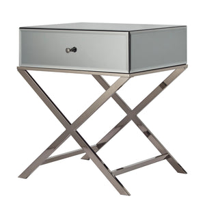 Homelegance By Top-Line Malik X-Base Mirrored Accent Campaign Table Black Engineered Wood