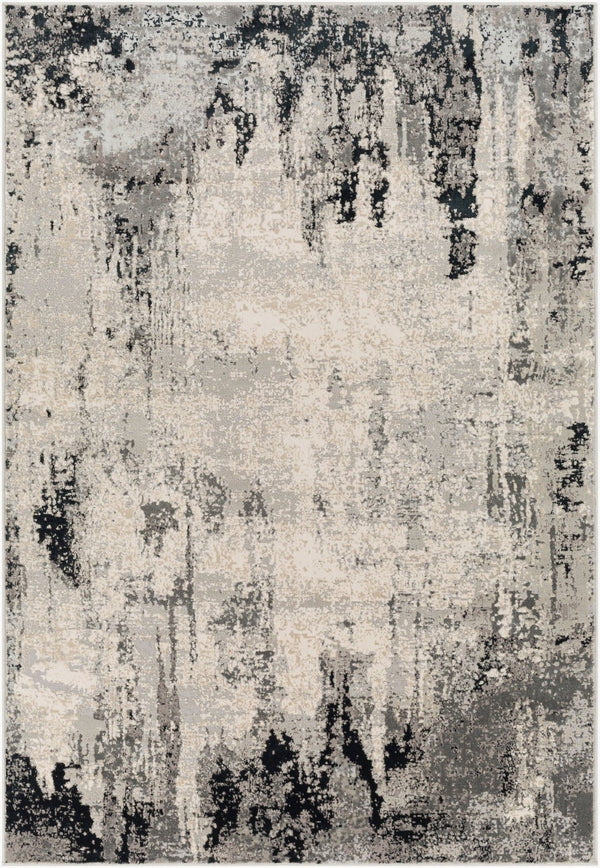 Livabliss Impulse Geometric Modern Polypropylene Area Rug Turkish Woven for Living Room or Office Charcoal, Black 5'3" x 7'3" IPS2302-5373
