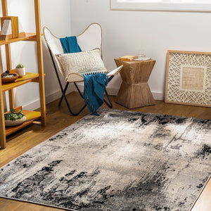 Livabliss Impulse Geometric Modern Polypropylene Area Rug Turkish Woven for Living Room or Office Charcoal, Black 5'3" x 7'3" IPS2302-5373