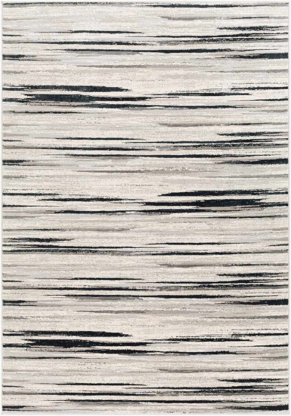 Livabliss Impulse Machine Woven Turkish Polypropylene Rug with High Low Pile for Modern Rooms Black, Charcoal 5'3" x 7'3" IPS2303-5373