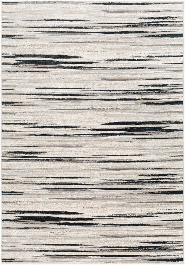 Livabliss Impulse Machine Woven Turkish Polypropylene Rug with High Low Pile for Modern Rooms Black, Charcoal 5'3" x 7'3" IPS2303-5373