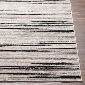 Livabliss Impulse Machine Woven Turkish Polypropylene Rug with High Low Pile for Modern Rooms Black, Charcoal 5'3" x 7'3" IPS2303-5373
