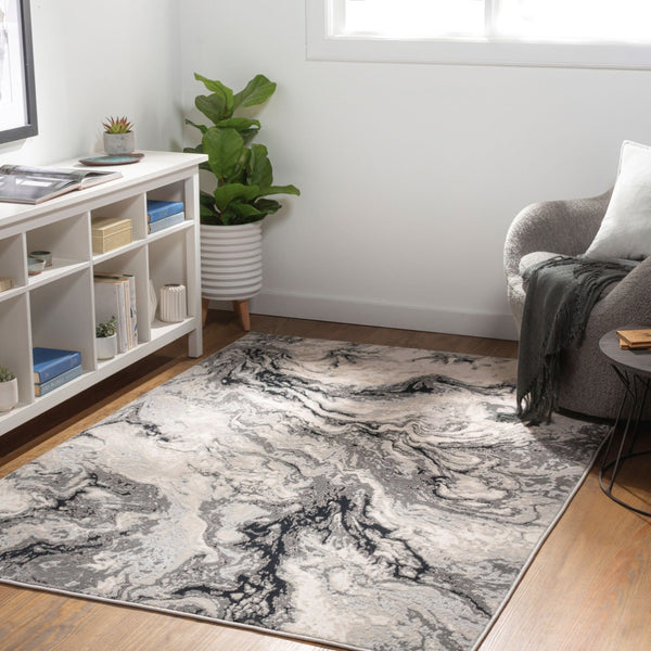 Livabliss Impulse Polypropylene Machine Woven Area Rug Minimalist Modern Style for Living Rooms Black, Charcoal 8'10" x 12' IPS2304-81012
