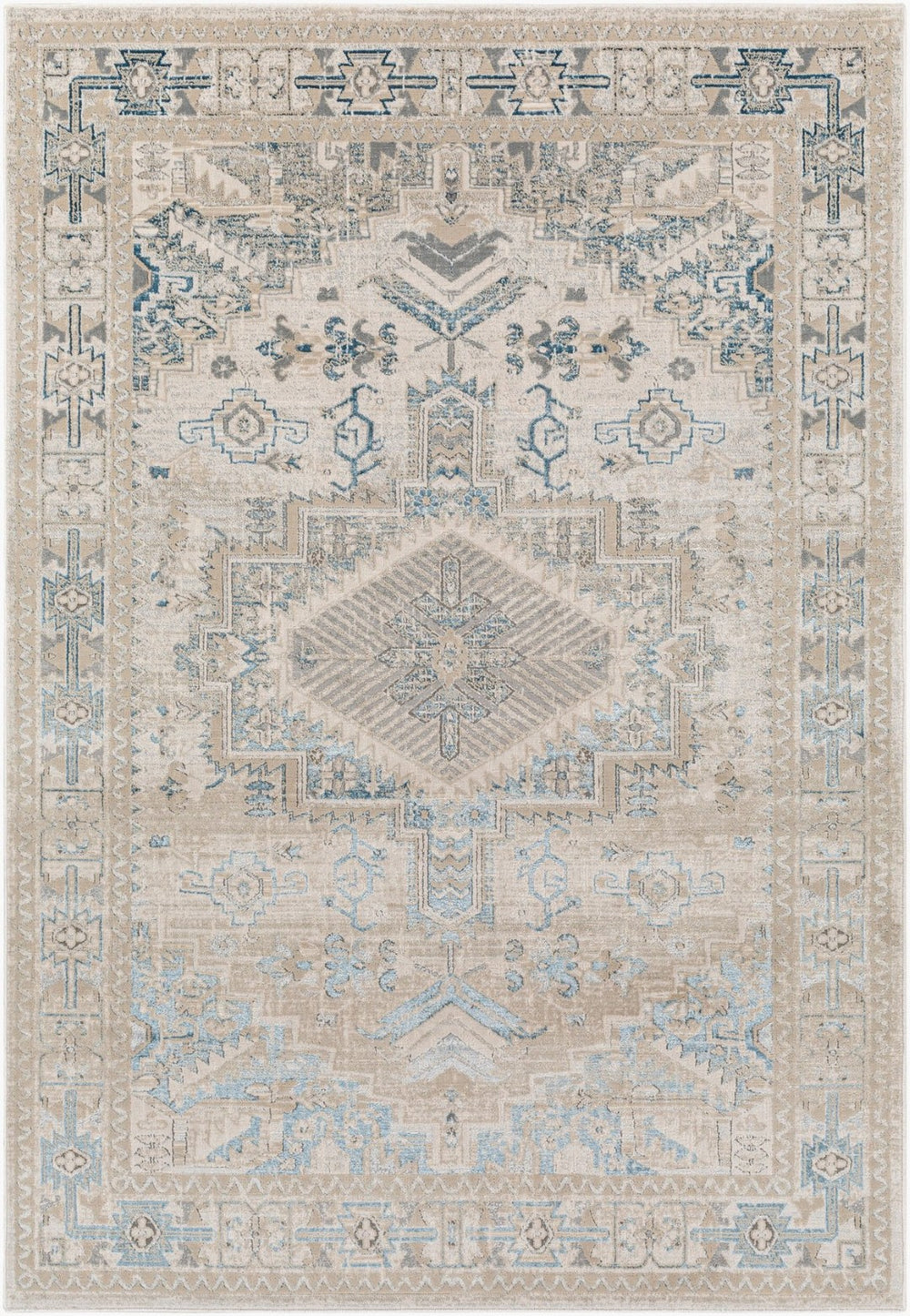 Livabliss Impulse Machine Woven Polypropylene Area Rug with Traditional Pattern for Entryway or Bedroom Deep Teal, Taup 8'10" x 12' IPS2307-81012