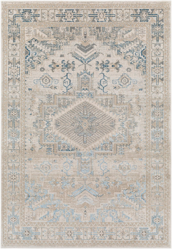 Livabliss Impulse Machine Woven Polypropylene Area Rug with Traditional Pattern for Entryway or Bedroom Deep Teal, Taup 8'10" x 12' IPS2307-81012