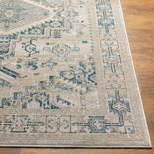 Livabliss Impulse Machine Woven Polypropylene Area Rug with Traditional Pattern for Entryway or Bedroom Deep Teal, Taup 8'10" x 12' IPS2307-81012