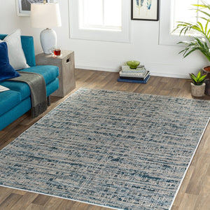 Livabliss Impulse Machine Woven Accent Rug with High Low Pile Sheen for Modern Entryways Deep Teal, Gray 8'10" x 12' IPS2310-81012